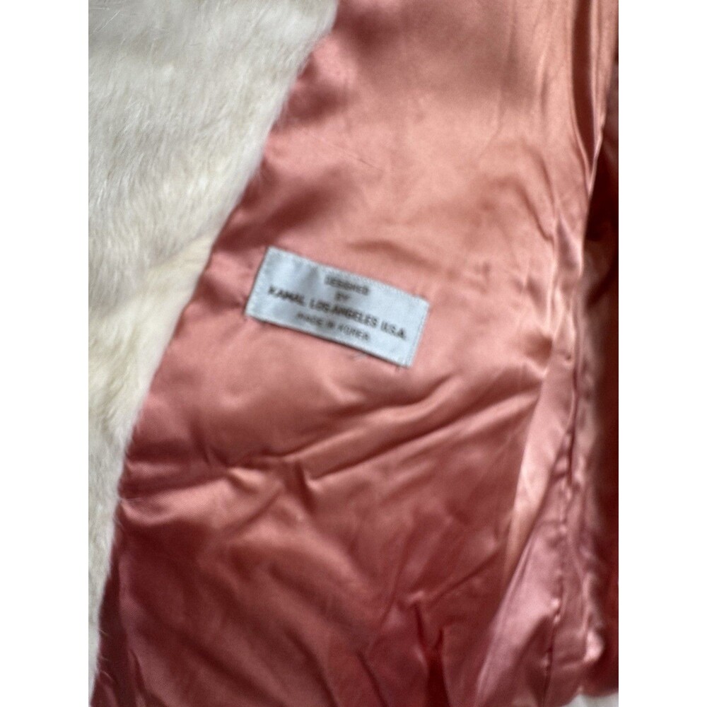 VTG Kamal Furs NWT Fluffy White Rabbit Fur Jacket Satin Lined Pockets Size L - Picture 9 of 13